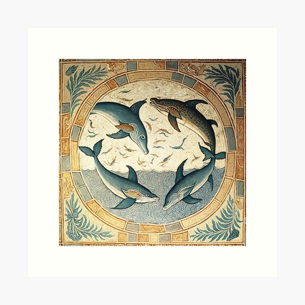 Item preview, Minoan Dplphin Mosaic Fresco - Crete - Ancient Cretan History - Minos designed and sold by Styrman.