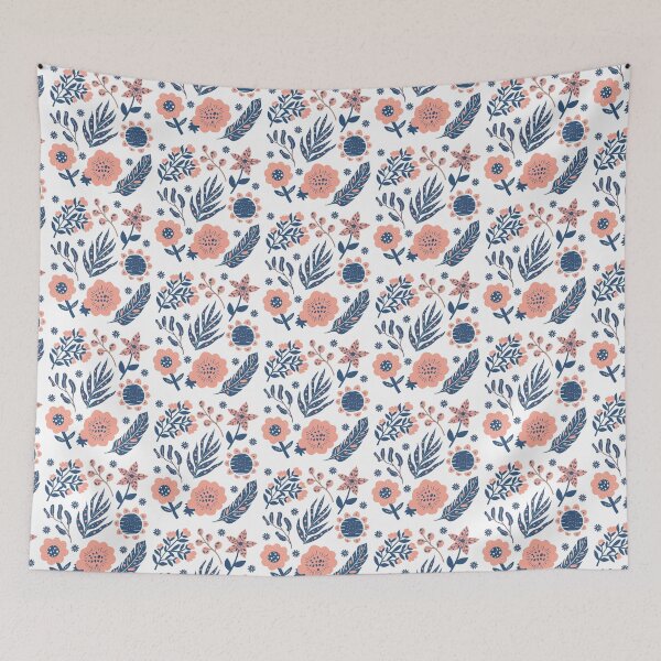 Item preview, Pink and Blue Floral/ Flower and Leaves Surface Pattern designed and sold by Merchnique.