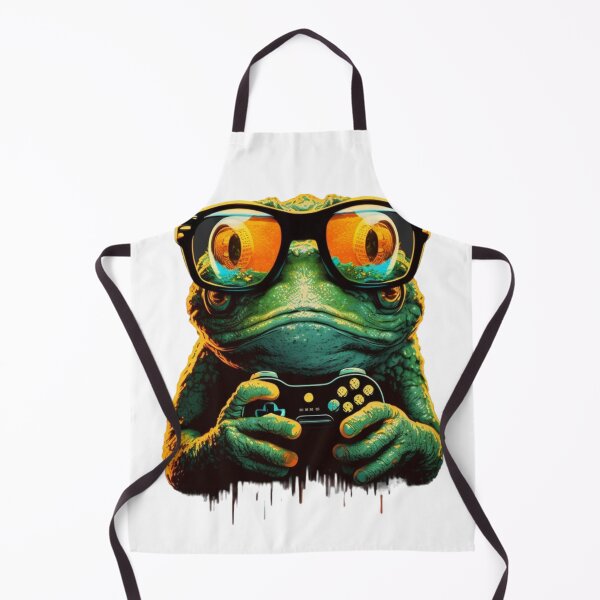 Item preview, vintage frog gamer wearing sunglasses designed and sold by Cosmic Catnip Art.