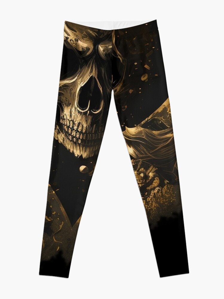 Alternate view of The Surreal Golden Skull - Ace of Spades: A Surreal Mystery Leggings