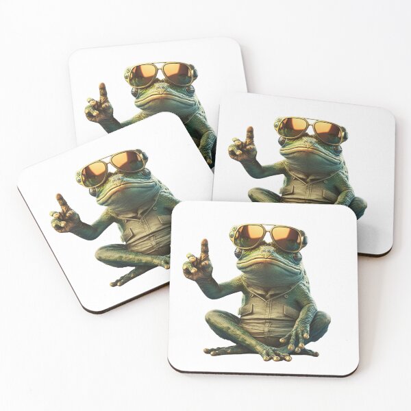 Item preview, vintage frog gamer wearing sunglasses designed and sold by Cosmic Catnip Art.