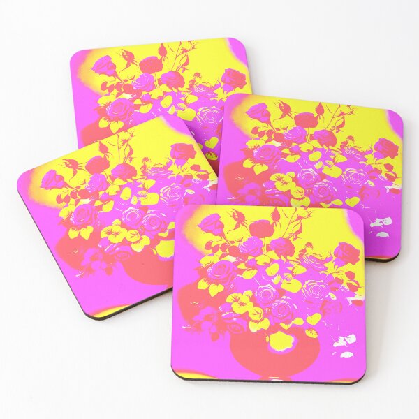 Item preview, Abstract Pink Roses in Vase - Yellow designed and sold by asurtiumgreen.