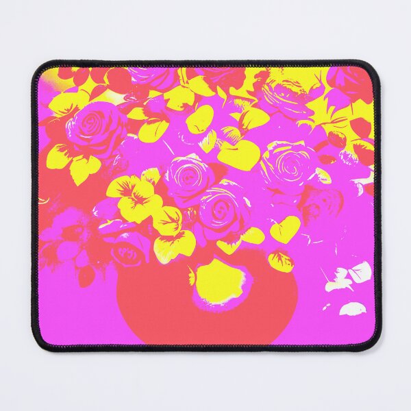 Item preview, Abstract Pink Roses in Vase - Yellow designed and sold by asurtiumgreen.