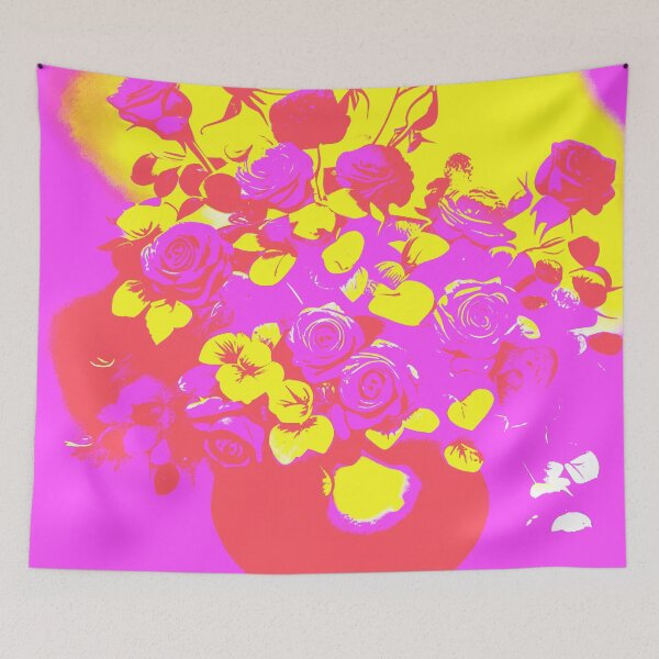 Item preview, Abstract Pink Roses in Vase - Yellow designed and sold by asurtiumgreen.