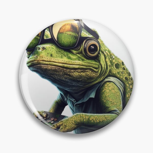 Item preview, vintage frog gamer wearing sunglasses designed and sold by Cosmic Catnip Art.