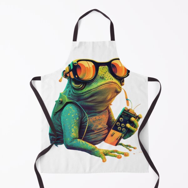 Item preview, vintage frog gamer wearing sunglasses designed and sold by Cosmic Catnip Art.