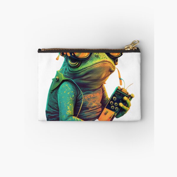 Item preview, vintage frog gamer wearing sunglasses designed and sold by Cosmic Catnip Art.