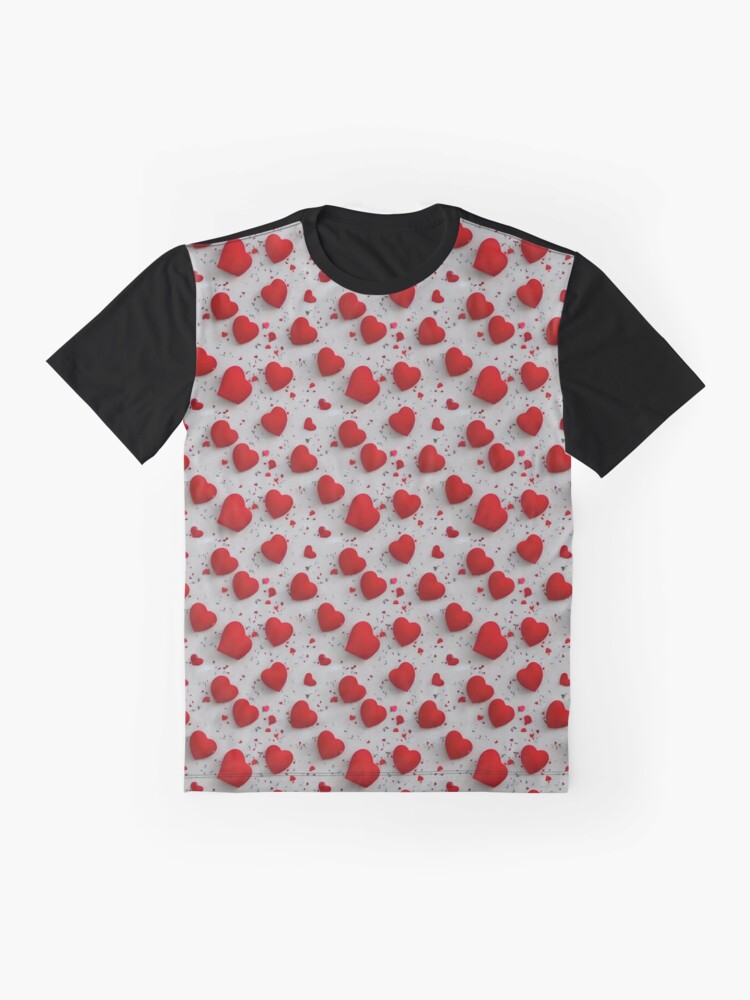 Thumbnail 4 of 5, Graphic T-Shirt, Heart Pattern - Astonished Cat Company - Great Valentine's Day Gift designed and sold by AstonishedCatCo.