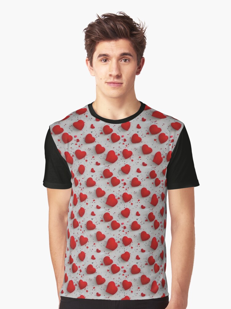 Thumbnail 1 of 5, Graphic T-Shirt, Heart Pattern - Astonished Cat Company - Great Valentine's Day Gift designed and sold by AstonishedCatCo.