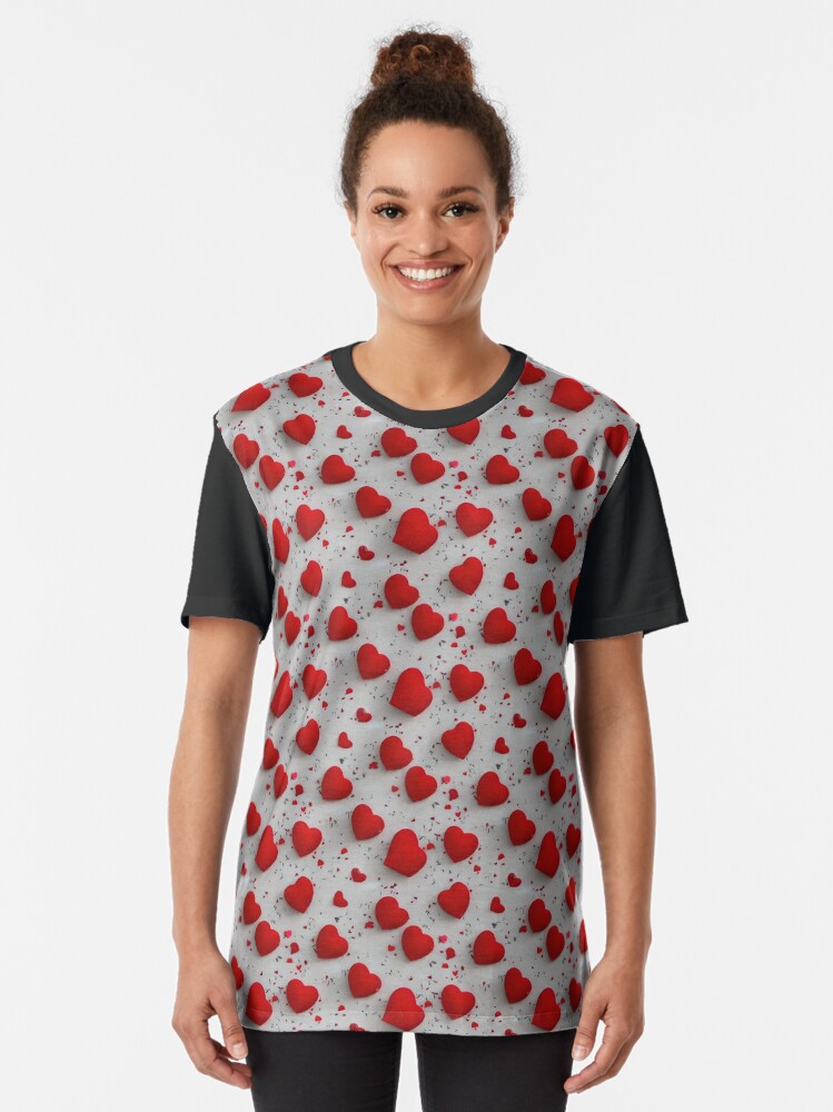 Thumbnail 2 of 5, Graphic T-Shirt, Heart Pattern - Astonished Cat Company - Great Valentine's Day Gift designed and sold by AstonishedCatCo.