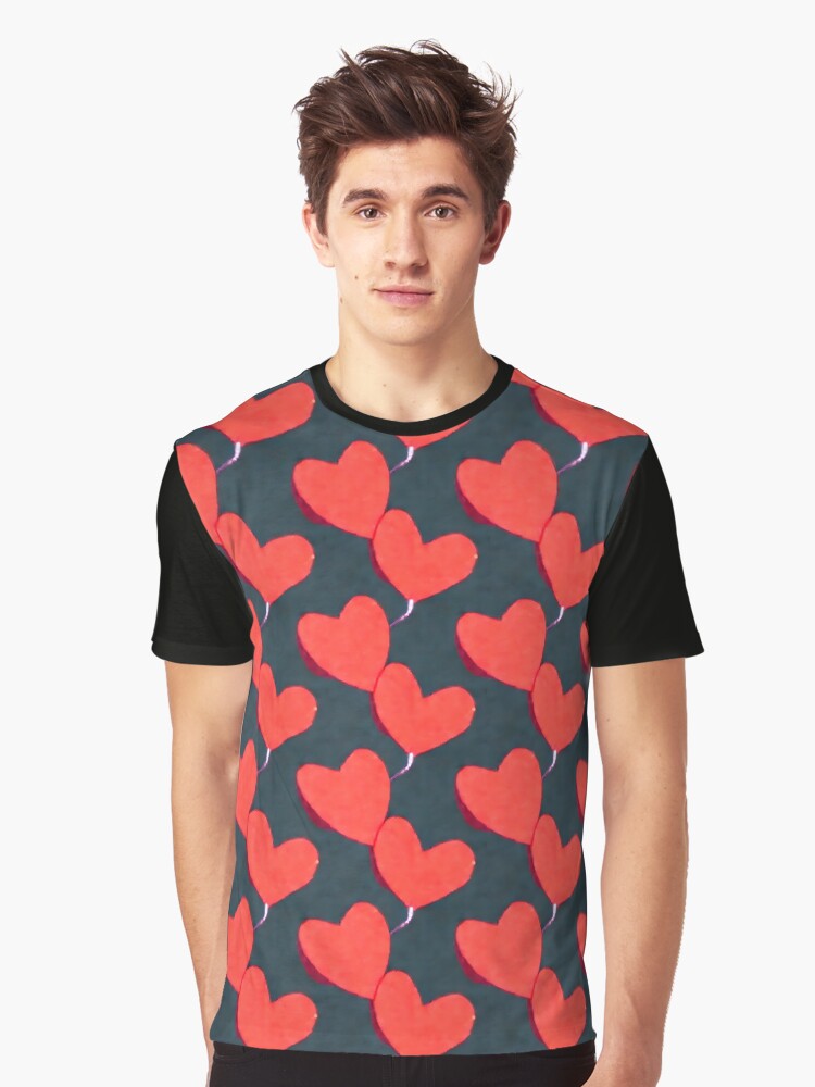 Thumbnail 1 of 5, Graphic T-Shirt, Two Hearts Pattern - Astonished Cat Company - Great Valentine's Day Gift designed and sold by AstonishedCatCo.