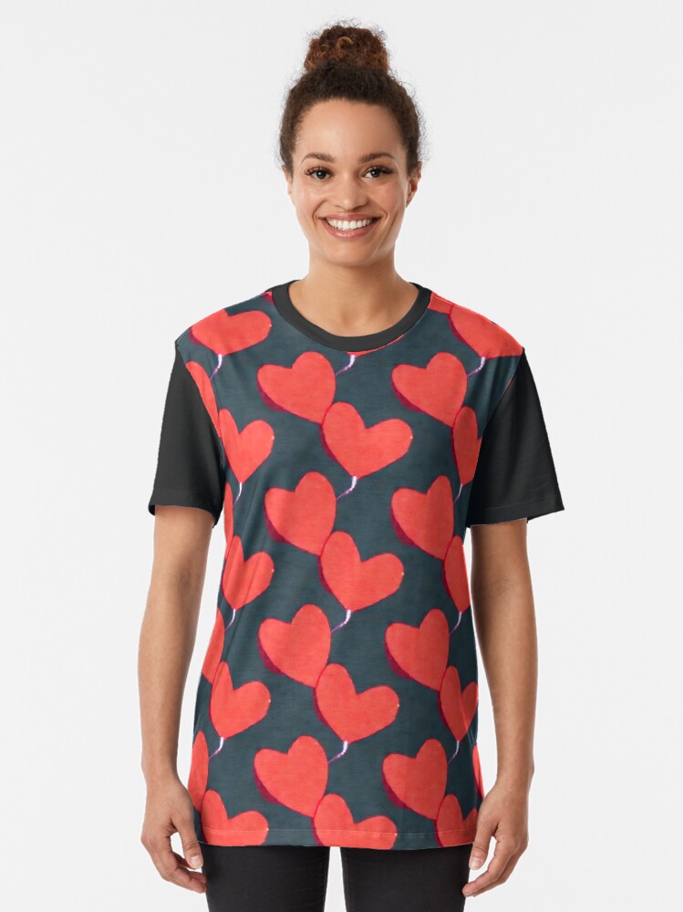 Thumbnail 2 of 5, Graphic T-Shirt, Two Hearts Pattern - Astonished Cat Company - Great Valentine's Day Gift designed and sold by AstonishedCatCo.