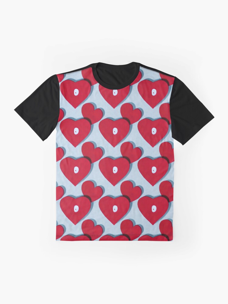 Thumbnail 4 of 5, Graphic T-Shirt, Two Hearts Pattern - Astonished Cat Company - Great Valentine's Day Gift designed and sold by AstonishedCatCo.