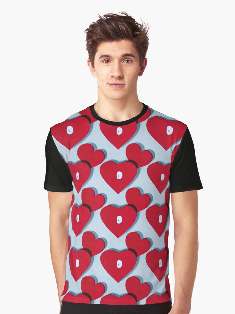 Thumbnail 1 of 5, Graphic T-Shirt, Two Hearts Pattern - Astonished Cat Company - Great Valentine's Day Gift designed and sold by AstonishedCatCo.