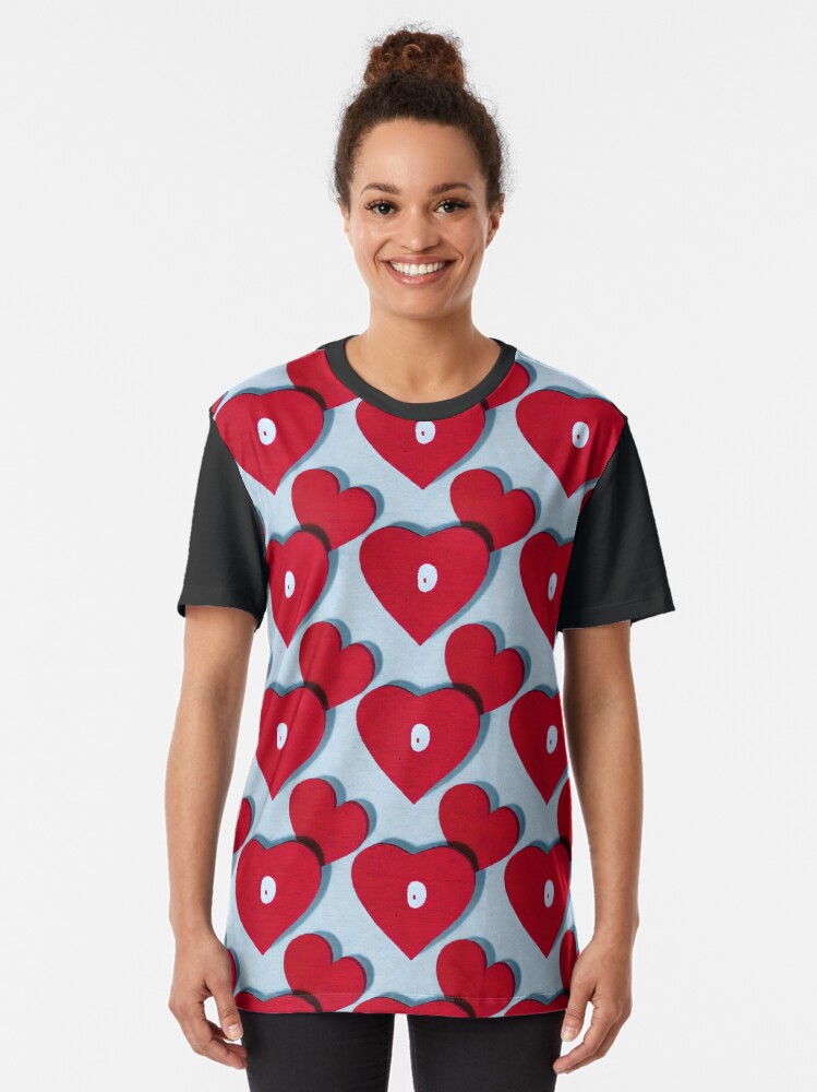 Thumbnail 2 of 5, Graphic T-Shirt, Two Hearts Pattern - Astonished Cat Company - Great Valentine's Day Gift designed and sold by AstonishedCatCo.