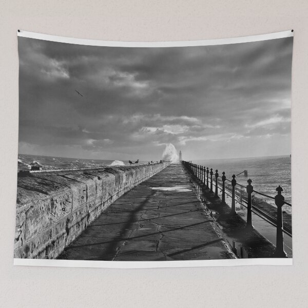 Item preview, January storm on Tynemouth pier - Monochrome designed and sold by Violaman.