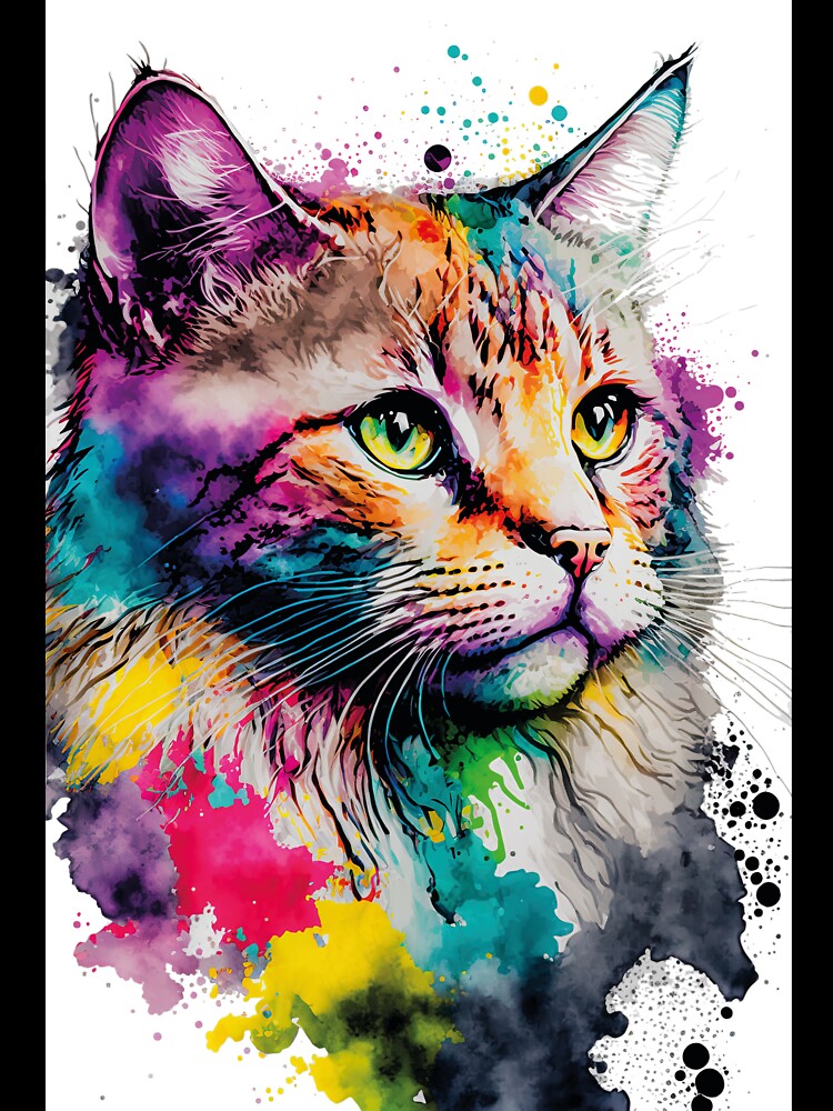 Colorful Cat Journal  Abstract Cat Spiral Notebook