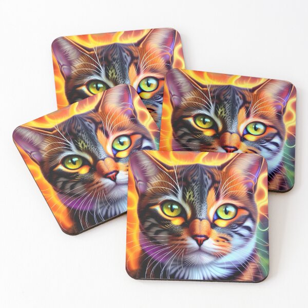 Item preview, Cat on fire- Modern digital art designed and sold by Ai-michiart.
