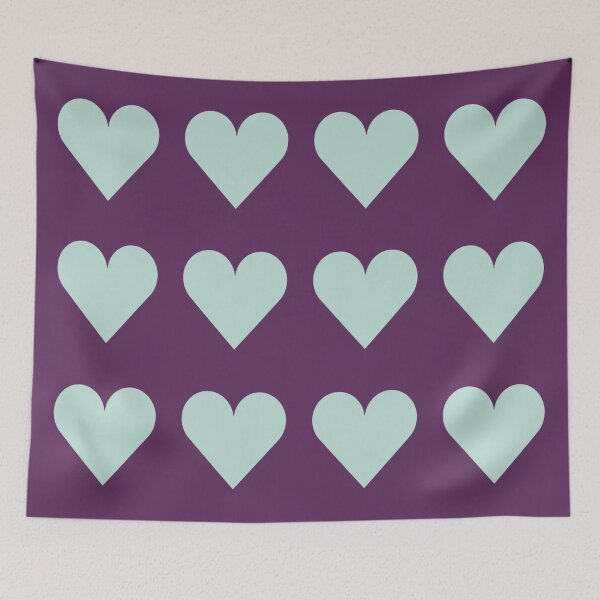 Item preview, Large MINT GREEN and AUBERGINE PURPLE LOVE HEARTS designed and sold by RachelMacht.
