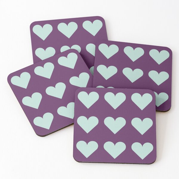 Item preview, Large MINT GREEN and AUBERGINE PURPLE LOVE HEARTS designed and sold by RachelMacht.