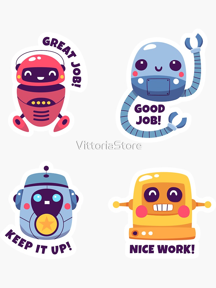 cartoon great job Robot AI collection  Sticker for Sale by VittoriaStore