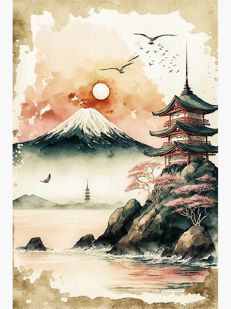 Landscape Painting 5, Japanese Watercolor Style, Digital Art Print, Wall  Art, Digital Download, Home Decor, Printable