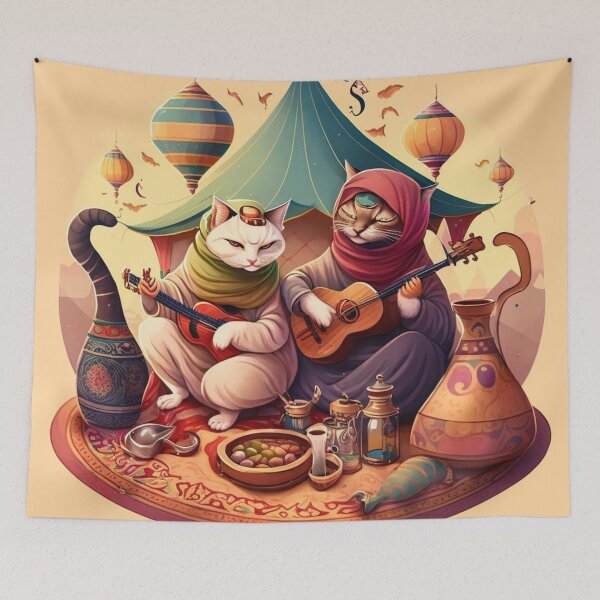 Item preview, Cat Couple guitarist: Arabic style designed and sold by DeluluDealer.