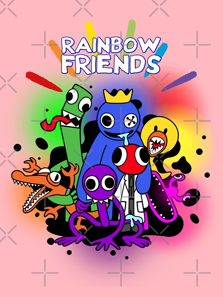 Rainbow Friends Drawstring Hooded Hoodie Light Blue - PKAWAY