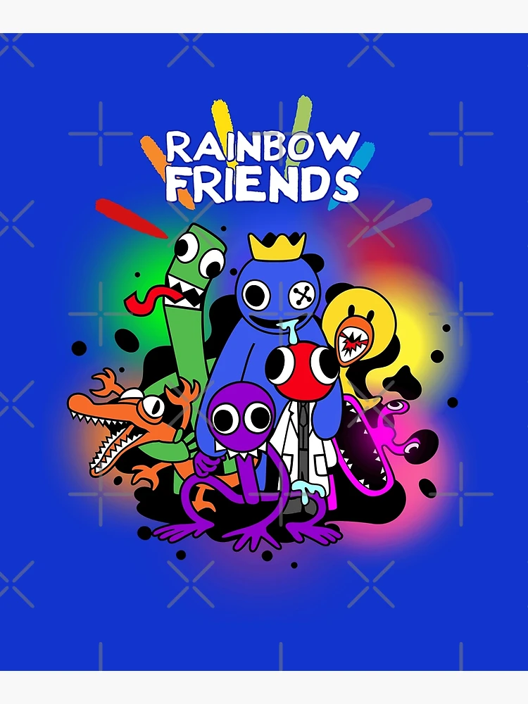 blue rainbow friends hugs retro - Blue Rainbow Friends - Posters and Art  Prints