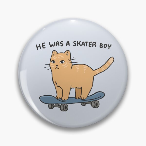 Item preview, He Was A Skater Boy Cat Skateboarding  designed and sold by cherrytreeart.