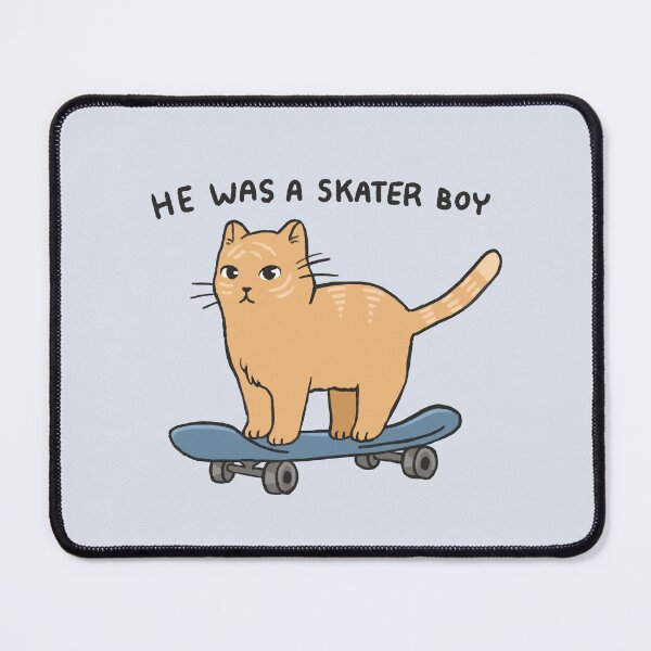 Item preview, He Was A Skater Boy Cat Skateboarding  designed and sold by cherrytreeart.