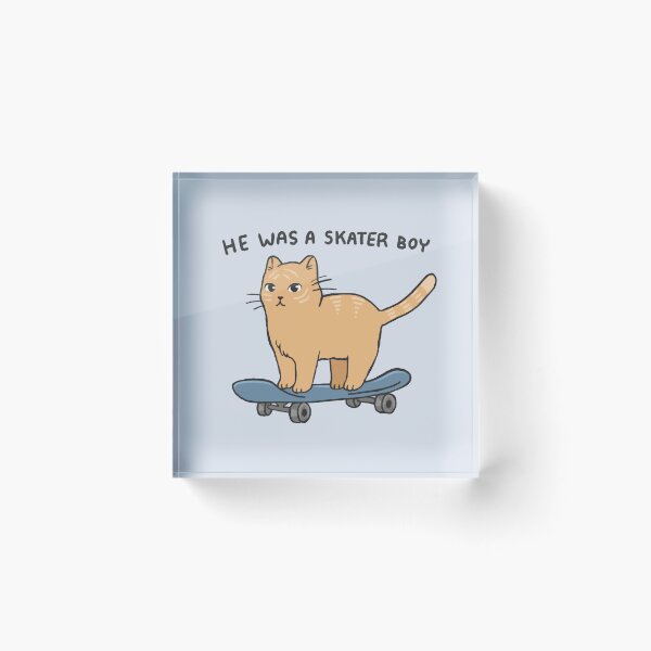 Item preview, He Was A Skater Boy Cat Skateboarding  designed and sold by cherrytreeart.