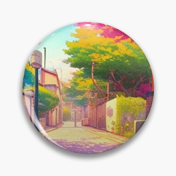 Item preview, a street with cherry trees anime scenery designed and sold by hedoniism-shop.