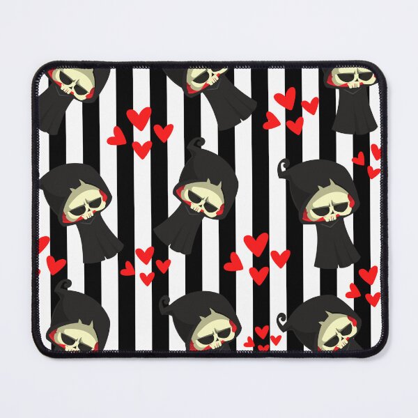 Item preview, Funny Creepy Horror Valentine Scary Grim Reaper Stripes Halloween Lovers red hearts seamless pattern designed and sold by GGDesignArt.