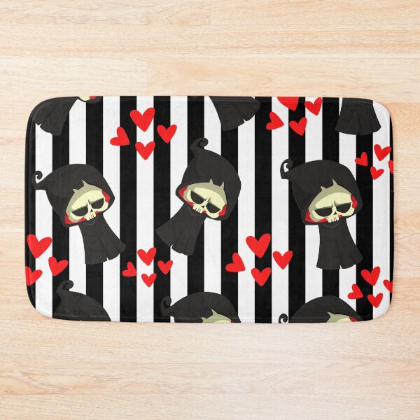 Item preview, Funny Creepy Horror Valentine Scary Grim Reaper Stripes Halloween Lovers red hearts seamless pattern designed and sold by GGDesignArt.