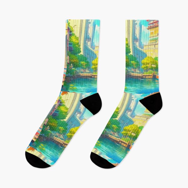 Item preview, a city by the ocean anime scenery designed and sold by hedoniism-shop.