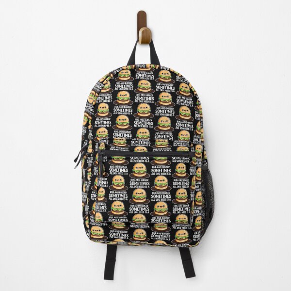 Item preview, funny burger cartoon character all you need is hug and burger designed and sold by Design_for_merch.