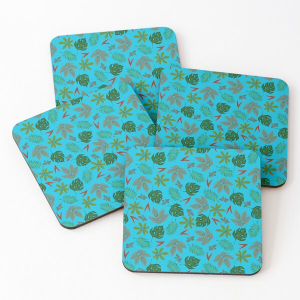 Item preview, Tropical Leaves on Bright Blue  designed and sold by dKarthdesign.