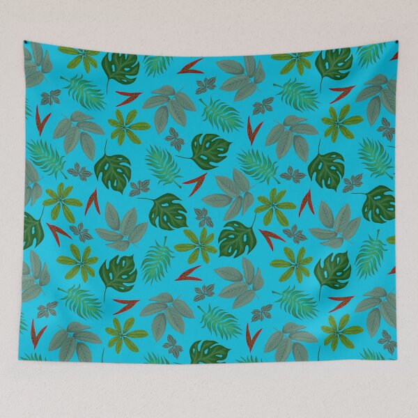 Item preview, Tropical Leaves on Bright Blue  designed and sold by dKarthdesign.