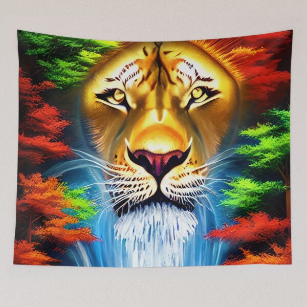 Item preview, Beautiful bright color Lion waterfall Artwork designed and sold by Itzjustlife.