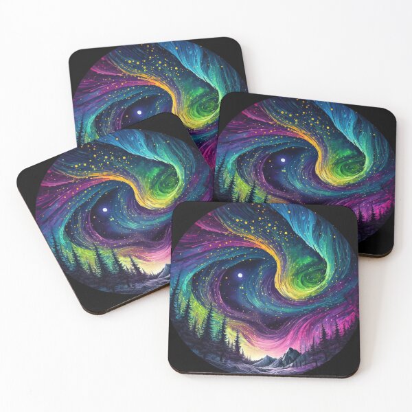 Item preview, sphere world aurora borealis paint splash mountain forest night star fantasy designed and sold by swanncompany.