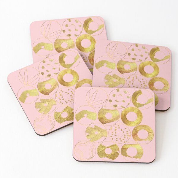 Item preview, Golden geometric circle pattern with pastel pink background. designed and sold by CreativeStrand.