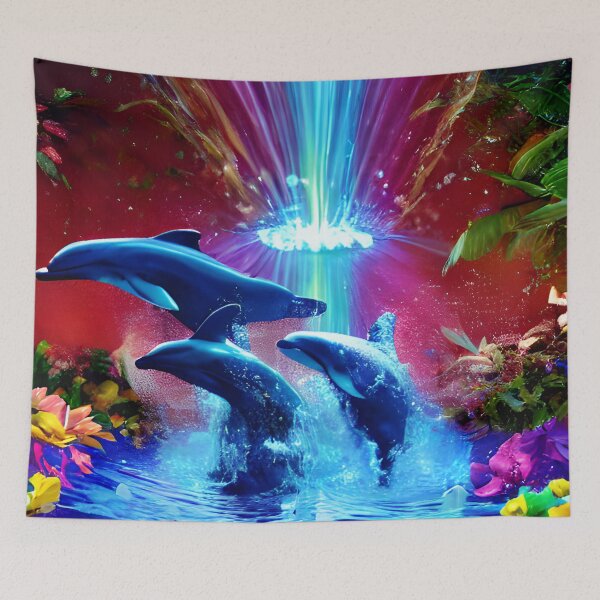 Item preview, Three Dolphin playing in the water artwork designed and sold by Itzjustlife.