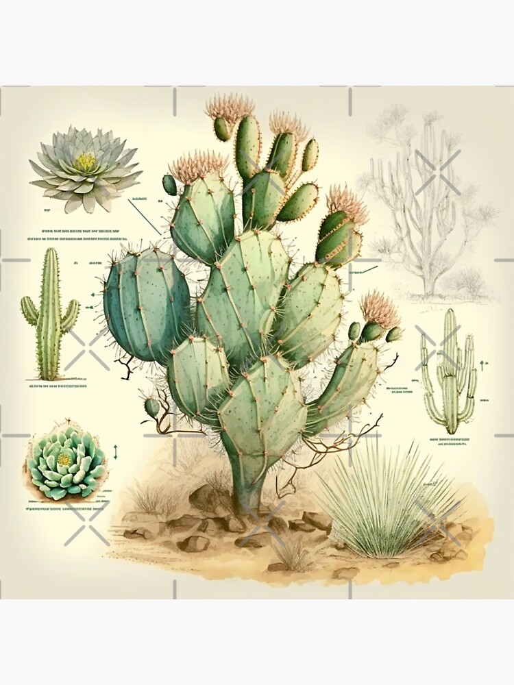 Botanical Cactus Design, cactus, garden, vintage, plants, botanical,  nature, flower, floral, plant, natural, science, botany, diagram,  aesthetic Poster for Sale by Atlantee