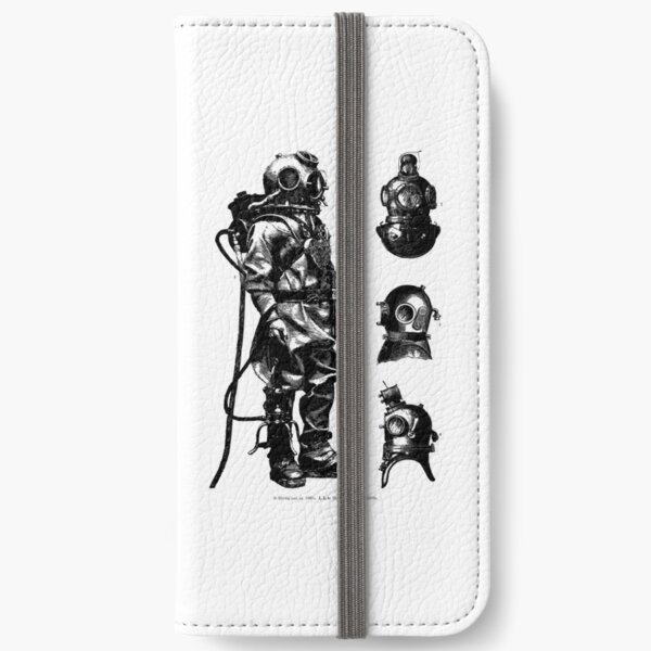 Vintage Deep Sea Diver | Nautical | Black and White | iPhone Wallet
