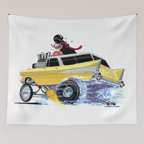 Item preview, Vince Crain "GREASY" yellow 1957 Chevy gasser designed and sold by vincecrain.