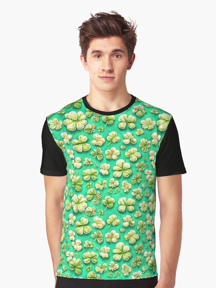 Thumbnail 1 of 5, Graphic T-Shirt, Shamrock Pattern - Astonished Cat Company - Great St Patrick's Day Gift designed and sold by AstonishedCatCo.