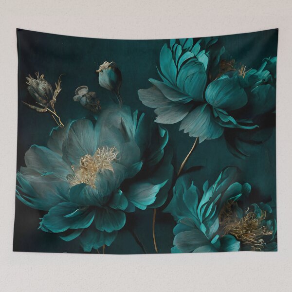 Item preview, Teal-Tinted Floral Fantasy - A Darkly Dreamlike Scene designed and sold by Digital-Dreamer.