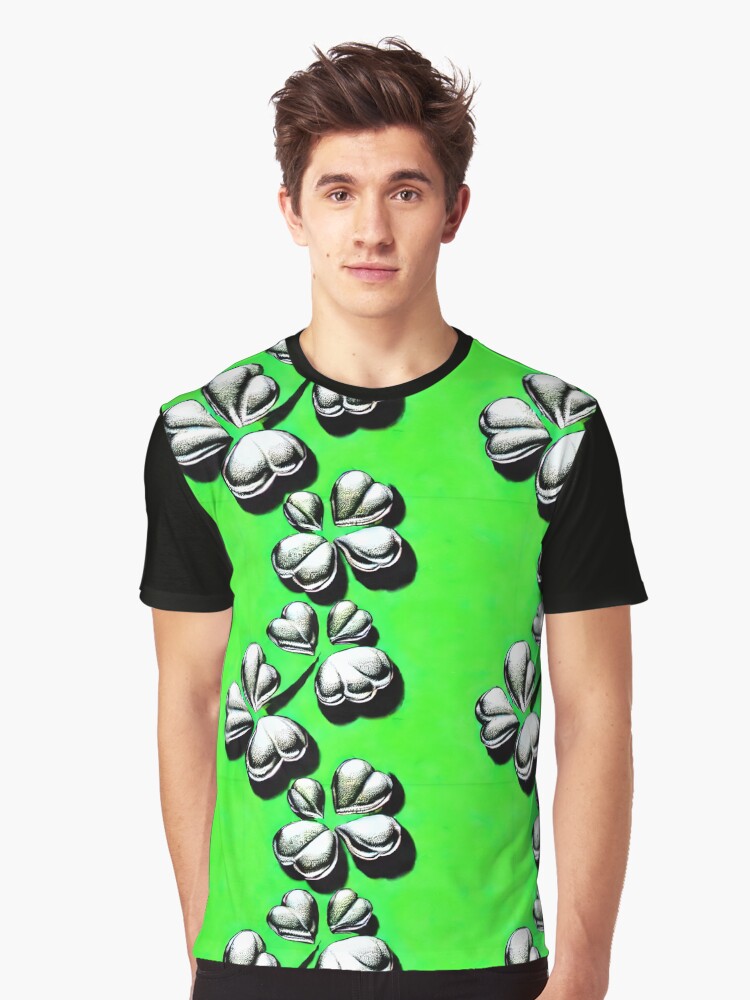 Thumbnail 1 of 5, Graphic T-Shirt, Shamrock Pattern - Astonished Cat Company - Great St Patrick's Day Gift designed and sold by AstonishedCatCo.