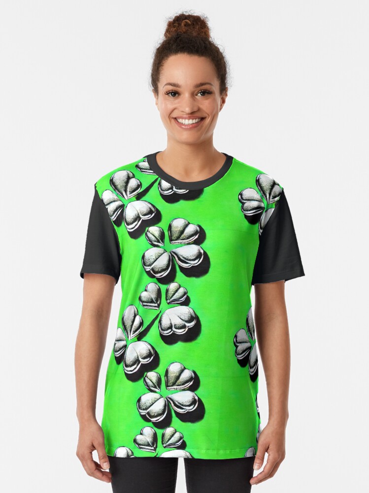 Thumbnail 2 of 5, Graphic T-Shirt, Shamrock Pattern - Astonished Cat Company - Great St Patrick's Day Gift designed and sold by AstonishedCatCo.